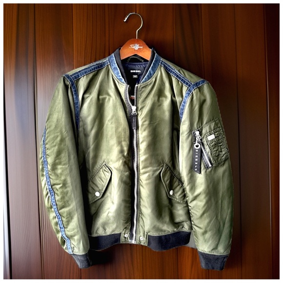 Diesel Other - Diesel Men’s J-howler Denim-Edge Padded Bomber Jacket. Forest Night. Large